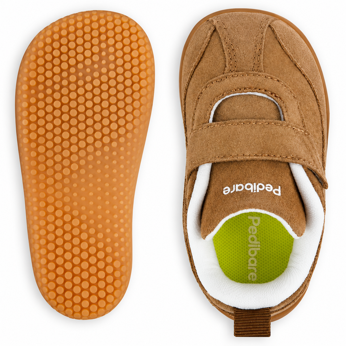 Pedibare Growing Walkers Soft PU Brown — outsole and top view