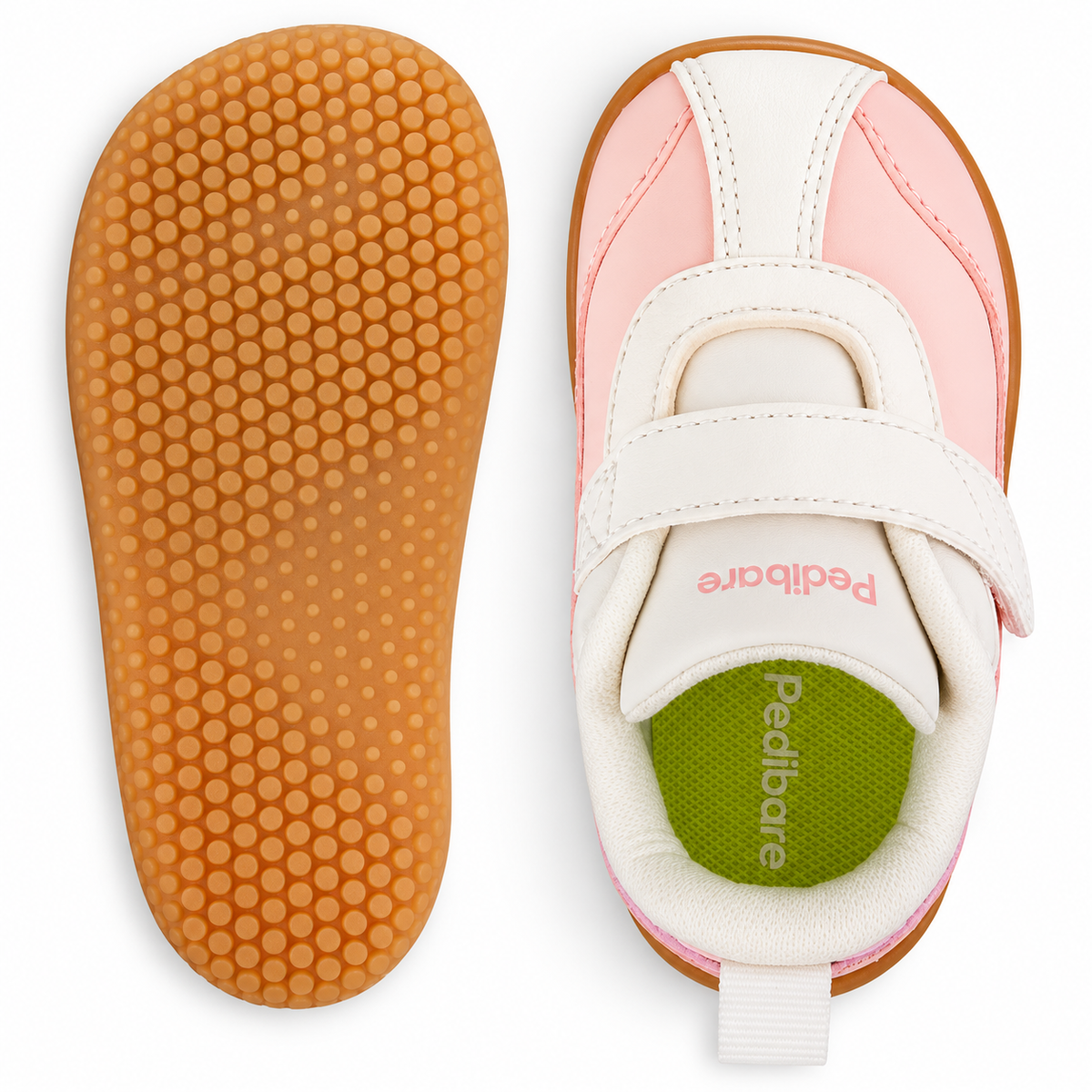 Pedibare Growing Walkers Soft PU Pink — outsole and top view